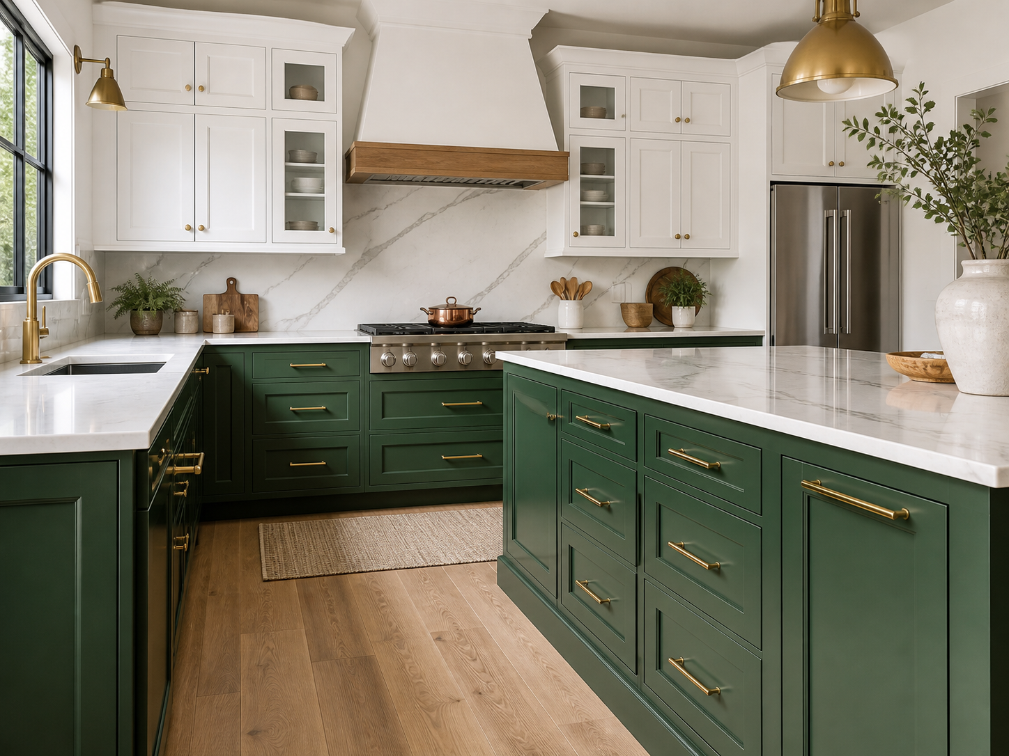 Professionally refinished residential kitchen cabinets
